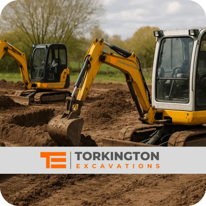 Digger excavating for a new drainage soakaway system